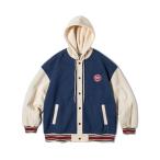 ショッピング朝までクール スタジャン メンズ ジャケット ジャンパー オーバーサイズ フード付き パッチワーク おしゃれ 英字柄 スタジアムジャンバー ユニセックス