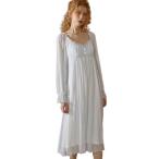 ネグリジェ チュール レディース ルームワンピース レース フリル カップ付き パジャマ モーダル 薄手 ルームウェア ロング 寝巻き