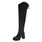 ショッピングニーハイブーツ ニーハイブーツ チャンキーヒール 22-26.5cm レディース 大きいサイズ オーバーニーブーツ ロングブーツ バックジッパー Vカット