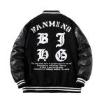 ショッピングスタジャン スタジャン 中綿ジャケット メンズ ジャンパー カップル アメリカン PU革袖 キルティング 防風 防寒 保温 厚手 暖かい パッチワーク