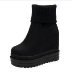 ショッピングニットブーツ ショートブーツ ウェッジソール レディース 厚底 ニットブーツ ハイヒール ストレッチ プラットフォーム インヒール ウェッジソール 秋冬