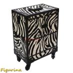 ゼブラ柄 メイクボックス 大容量 業務用化粧ケース キャスター付き プロ用 ミラー付き トロリー キャスター付き化粧ケース 仕切り 旅行