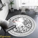 デスクチェアマット 花柄 80cm ムートンマット チェアマット 床保護ラグ 円形マット 柔らかい 掃除しやすい 軽量 ズレない 防キズ