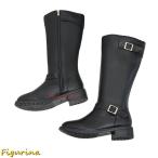 ロングブーツ エンジニアブーツ バックル レディース 秋冬 長ブーツ カジュアル ゆったり 美脚 ローヒール 高筒ブーツ 乗馬ブーツ 足細