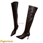 ニーハイブーツ レディース 膝上 ストレッチブーツ 8cm ピンヒール 秋冬 ロングブーツ シンプル 美脚 オーバーニー バックジップ