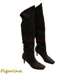 ロングブーツ 膝上 長靴 レディース ニーハイブーツ 折り返し ピンヒール 6cm ゆったり ストレッチブーツ ポインテッドトゥ スエード