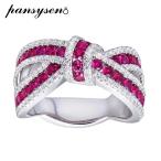 指輪 リング ダイヤモンド 白 ホワイト ゴールド シルバー リボン レディース トップ 品質 925 スターリング ボウノット ルビー