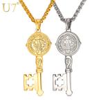 Yahoo! Yahoo!ショッピング(ヤフー ショッピング)ビンテージ カギ チャーム ネックレス ペンダント メンズ 男性 ゴールド 316L ステンレス チェーン ベネディクト メダル ジュエリー キー 鍵