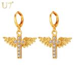 Yahoo! Yahoo!ショッピング(ヤフー ショッピング)クロス 十字架 ジュエリー 天使 エンジェル 翼 ウィング ピアス レディース ゴールド クリスタル ファッション ドロップ ウイングス おしゃれ 大人 かわいい