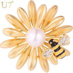 Yahoo! Yahoo!ショッピング(ヤフー ショッピング)ブローチ 花 フラワー ゴールド ラインストーン レディース おしゃれ 大人 ミツバチ 蜂 太陽 カラー 女性 コスチューム ジュエリー