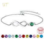 アンクレット ブレスレット  シルバー チェーン ストーン リング レディース 925 スターリング デイリー 無限 インフィニティ バースストーン