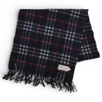 [ б/у ] Burberry noba проверка muffler кашемир 100% темно-синий B разряд bb4604cf