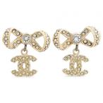 シャネル ピアス リボン ココマーク ラインストーン Aランク ch4439cc