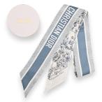 ディオール ミッツァ スカーフ シルク ホワイト×ブルー Aランク di7816fe