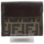 フェンディ ズッカ柄 ロゴ Wホック 二つ折り財布 ブラウン Bランク fe0808vv