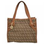 フェンディ ズッキーノ ロゴ ハンドバッグ ブラウン Aランク fe7828dd