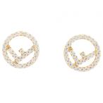 フェンディ エフイズ ピアス Fロゴ ラウンド ラインストーン Aランク fe8818dn