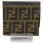 フェンディ ズッカ ロゴ 二つ折り財布 ブラウン Aランク fe8917dn