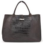 ロンシャン ロゾ ハンドバッグ ダークブラウン クロコ Bランク lo9906er