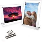 アクリルフォトフレーム 写真立 て 2L判 クリア 写真フレーム 両 面透明 縦横兼用 スタンドタイプ 保護フィルム付き