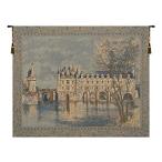 Chenonceau castle european tapestry - 22 in. x 17 in. cotton/viscose/polyes