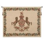 Horse crest beige european tapestry - 35 in. x 27 in. cotton/viscose/polyes