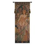 Mucha matin bright belgian tapestry wall hanging - 14 in. x 38 in. cotton/w