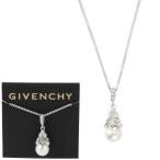 ジバンシー GIVENCHY 1494560-1 クリスタル グラスパール ドロップ ペンダント ネックレス シルバー レディース