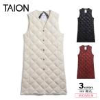 タイオン TAION レディーストップス SINGLE SNAP BUTTON V NECK LONG DOWN GILET TAION-W003CI-LONG　フィットハウス