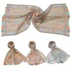 シルク100% ガーゼ ロング スカーフストール レディース ペイズリー 大判 長方形 545