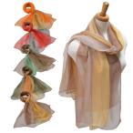 シルク100% シフォン スカーフ ロング ストール レディース 大判 グラデーション 手染め 手巻き 593