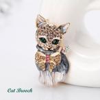 キラキラねこブローチ スカーフ留め ピン クリップ
