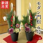 門松 一対 玄関 正月飾り  お正月 モダンスタイル門松 6号鉢 一対タイプ  高さ 約65cm 松 竹 2026正月準備 FKOS
