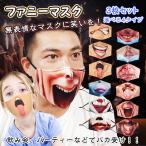 マスク おしゃれ 面白い デザイン 柄 口 3枚 半面