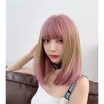 フルウィッグ EMASUN ウィッグセミロング ツートングラデーション かつら ストレート 姫髪 空気感の前髪 自然 原宿 軽量 耐熱 (パープル)