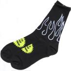ショッピングソックス COOKMAN ファイヤー柄 フレームス ソックス ブラック/ブラック Rib Crew Socks Flame クックマン 靴下
