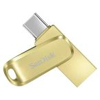 USBメモリ 128GB USB-A/C SanDisk サンディスク Ultra Dual Drive Luxe USB Type-C USB3.2 Gen1 R:400MB/s ゴールド 海外リテール SDDDC4-128G-G46GD ◆メ