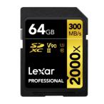 64GB SDXCカード SDカード Lexar レキサー Professional 2000x Class10 UHS-II U3 V90 R_300MB/s W_260MB/s 海外リテール LSD2000064G-BNNNG ◆メ