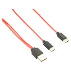 USBケーブル Type-C 2股(充電専用) 80cm SSA エスエスエー USB2.0 急速充電3A USB Type-C(オス) x2/ USB A(オス) レッド SU2-TC80X2 ◆メ
