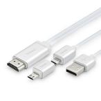 MHL-HDMI変換アダプターケーブル ホワイト Galaxy用アダプタ付 180cm