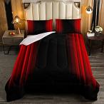 【送料無料】Feelyou Abstract Ombre Comforter Set Kids Teens Red and Black Bedding Set R