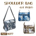 可愛い猫柄ショルダーバッグ斜め掛け鞄かばんポケット多数使いやすい便利旅行レ...