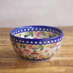 ポーランド食器 ポーリッシュポタリー ボウル 13cm 小どんぶり はりねずみ きのこ 森 葉っぱ v071-u486 ボレスワヴィエツ陶器 Boleslawiec