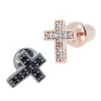 Yahoo! Yahoo!ショッピング(ヤフー ショッピング)ペアピアス クロストゥーミー キュービックジルコニア シルバー アクセサリー カップル メンズ レディース クロス 片耳ピアス SP13-003PG SP13-003BK