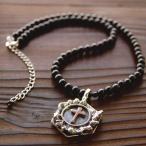 戦国武将 ネックレス メンズ アクセサリー 十字紋  島津義弘 天然石 シルバー925 ペンダント 43センチ