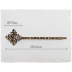 ヘアアクセパーツ　スクエアフラワーすかし台座　ヘアピンタイプ　真鍮古美