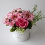 プリザーブドフラワー 【ガーベラとバラブリキポットアレンジ☆ピンク】誕生日プレゼント 新築祝い 引越し祝い 長寿祝い 記念日 退職祝い 母の日