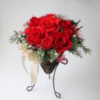 【赤バラのアイアンスタンド付きバスケット】プリザーブドフラワー 還暦祝い ギフト 開店祝い 新築祝い  結婚祝い 内祝い 長寿祝い 誕生日プレゼント 退職祝い