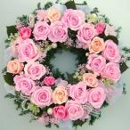 プリザブドフラワーリース 開店祝い　大きめ リース華やぎのピンクローズリース開店祝い/開院祝い/開業祝い/新築祝い/結婚祝い/クリスマス