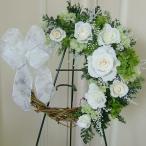 リース プリザーブドフラワーリース ギフト　ピュアホワイトローズのハーフリース・結婚祝い/新築祝い/結婚記念日/誕生日プレゼント/クリスマス
